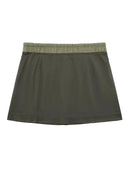 Female Causal Elegant Solid Pocket Slim Pleated Mini Skirt Elegant Woman Vintage High Waist Lace Up Skirt