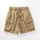 Summer Mens Cargo Shorts Loose Fit Casual  Cotton Shorts Elastic Waist Drawsting Pant