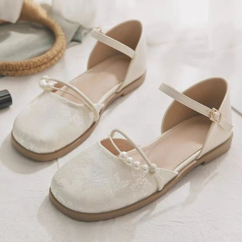 Sandals Summer hallow Mouth Fabric Soft Sole Anti-slip Wear-resistant Flat Shoes