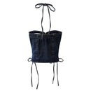 Summer Women Denim Camisole Punk Crop Top Halter Tops