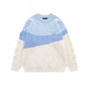 Floral Splice O-Neck Sweater Autumn and Winter Vintage Loose Couple Knit Top Casual Streetwear
