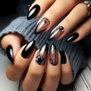 Autumn Winter Short Square Ballet Nails tips Red Black Gold Purple Floral Geometric Pattern Press-On False Nails art set