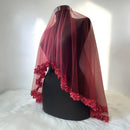 Burgundy Bridal Veil and Beaded Belt Set, Wedding Accessories