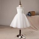Lace Short Flower Girls Dresses Sleeveless Backless Elegant Junior Bridesmaid Dresses With Bow Princess