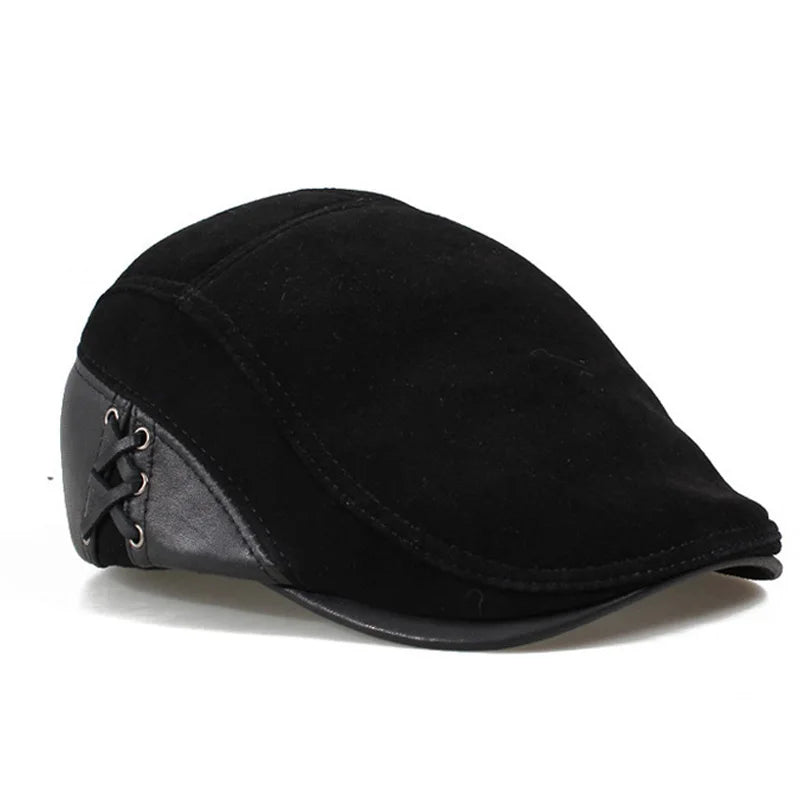 Leather Beret Caps Man Casual Fitted