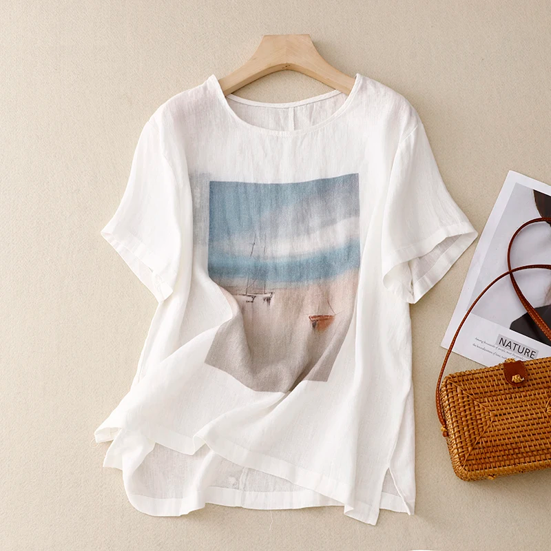 Casual Loose O-Neck Oversized Summer Tee T-Shirt Women T-shirt Shirt Top Clothing