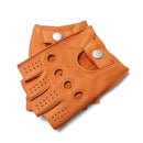 Genuine Leather Men's Gloves Male Cycling Motorcycle Driving Mittens Half Finger Breathable