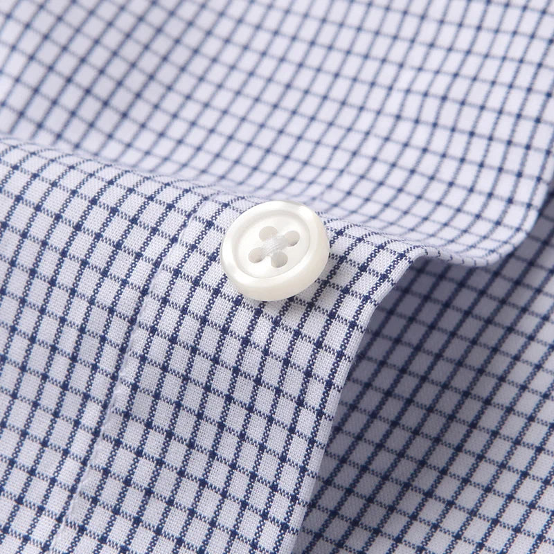 Spring Summer Cotton Short-sleeved Shirt Men's Business Casual Plaid