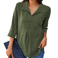 Summer Shirt Solid Turn-down Collar Loose Casual Women Buttons Tops Blouses