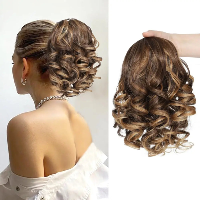 Short Curly Drawstring Ponytail Extensions Clip In Hair Extensions Elegant For Daily Use