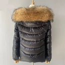 Women's Down Jacket Winter Thicken Warm White Duck Down Coat With Real Fur Collar Ladies Hooded Jacket