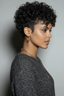 Collage of a woman with styled hair from different angles on a neutral background, Obroi