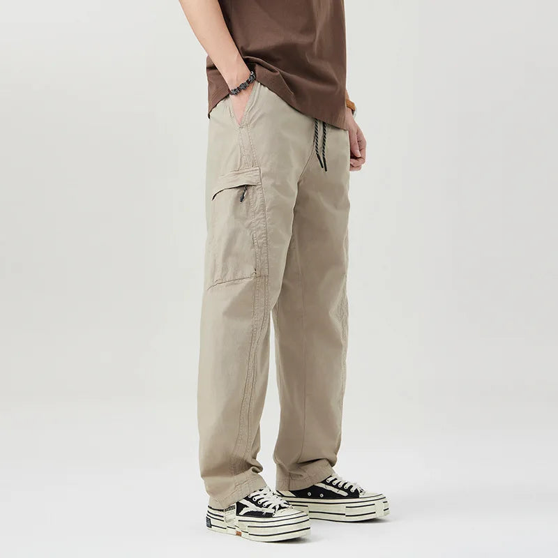 Spring Summer Thin Casual Pant Men Retro Loose Cargo Pants Trousers