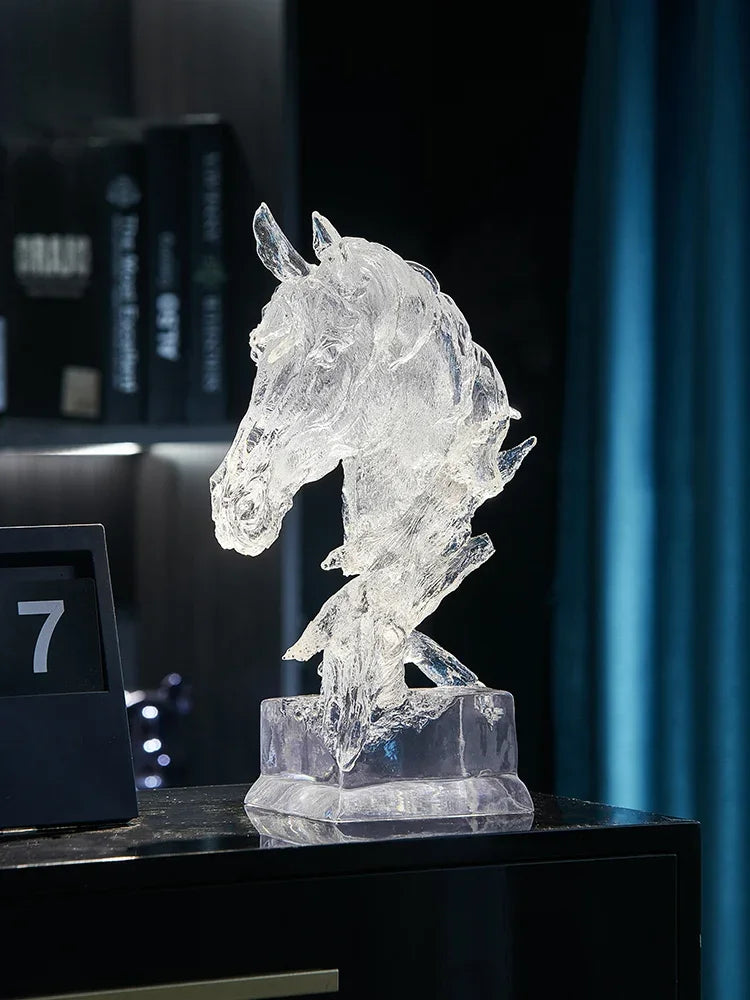 Luxury Home Decor Transparent Resin Horse Statues Modern Nordic Art Indoor Desktop Decoration Accessories Crafts