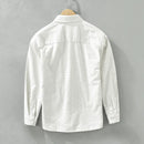 Men Shirts Solid Dual Pockets Loose Long Sleeve Striped Lapel Tops