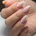 24pcs French White Spot Seamless Removable Nails Capsule Full Cover Waterproof Nails Set Press On Nail