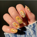 Flower Leaf Animal with Design Press on False Nails Art Short Round Head Nails