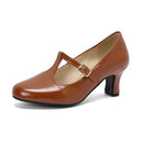 Women T-strap Pumps Round Toe High Heels 6cm Office Ladies Shoes Spring