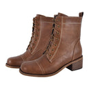 Women Round Toe Lace UP Ankle Boots  Gothic Heeled Winter Combat Boots