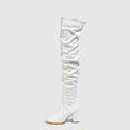 Women High Heel Boots Designer Shoes Microfiber Leather Long Booties Over-the-Knee