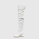 Women High Heel Boots Designer Shoes Microfiber Leather Long Booties Over-the-Knee