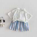 Baby Set Summer Boys' Breathable Labeling Shirt Children's Striped Shorts Two Piece Set
