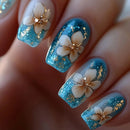 Nails for women girls flowers Mushroom beach for Summer Autumn Press on false nail tips