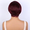 Burg Red Short Pixie Cut Human Hair Wigs For Women Hair Straight Bob Wigs