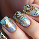 24pcs/set Medium long fake nails for Spring summer season Flowers leaf gradient almond tips press on false nail art