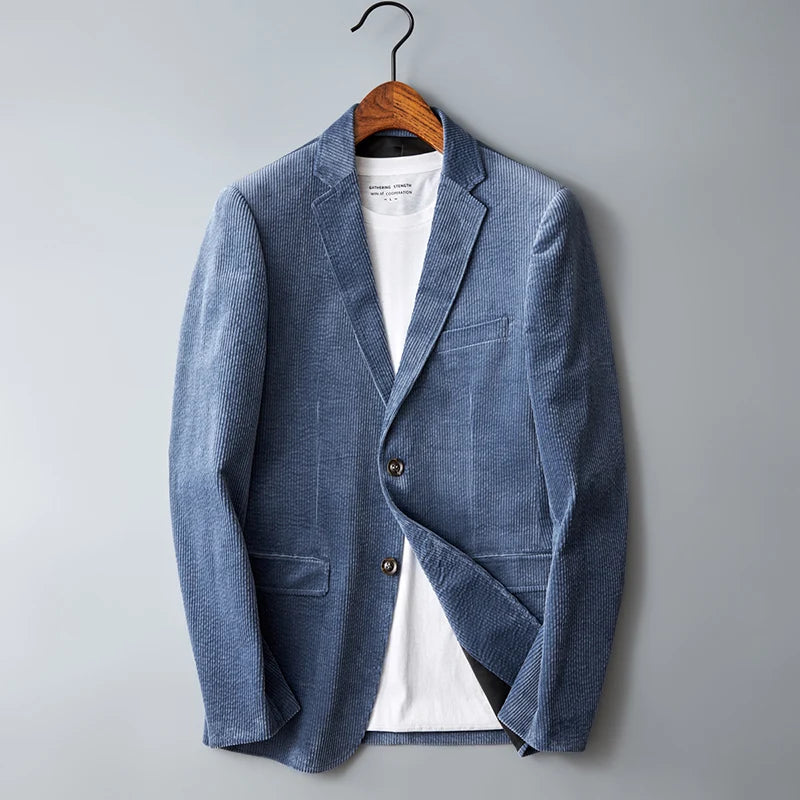 Autumn Winter Handsome Men Slim Casual Corduroy Suit Jacket