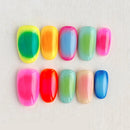 10pcs Handmade Neon Gradient Solid Press On Nails Short Oval Trendy Nails Full Set Nails