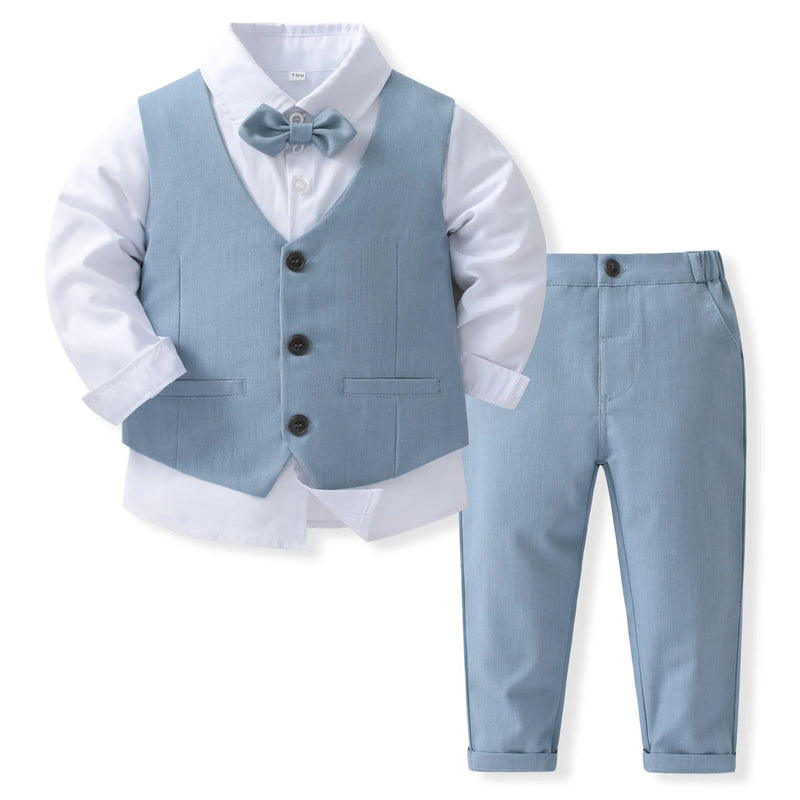Kids Suits Boys Birthday Outfit Boys Toddler Bowtie Dress Children Blazer Blue Child Wedding Suit