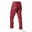 Pants Men's Biker Faux Leather Trousers Red Casual Pant