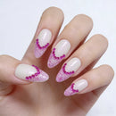 10Pcs Handmad Press on Nails White Base Nails with Diamonds Aurora & Mirror Powder Crystal Nails