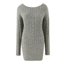 Women Off Shoulder Twist Sweater Dress Long Sleeve Package Hip Short Autumn Winter Dresses Knit Robe