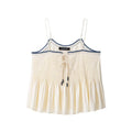 Summer Bohemian Pleated Decoration Spaghetti Strap Vest Women's Loose Camisole