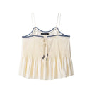 Summer Bohemian Pleated Decoration Spaghetti Strap Vest Women's Loose Camisole