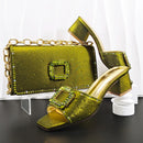 Mature Rhinestone Decoration Design Purple Color Simple Casual Sandal and Bag Set