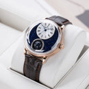 Men Retro Rose Gold Mechanical Automatic Watch Starry Sky Design 24-Hour Display Leather Strap Miyota Movement SCM-S