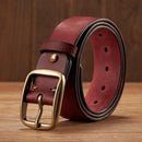 Thick Copper Pin Buckle Real Genuine Leather Belt For Jeans Casual Belt Men Waistband Retro Luxury Male Strap