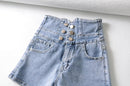 Women Autumn Denim Mini Shorts High Waist Blue Shorts Female Trousers Outwear Women Sexy Shorts