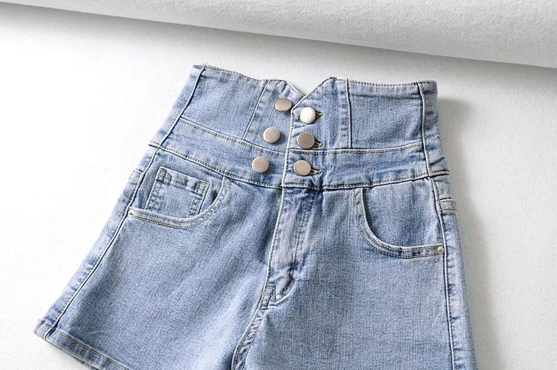 Women Autumn Denim Mini Shorts High Waist Blue Shorts Female Trousers Outwear Women Sexy Shorts