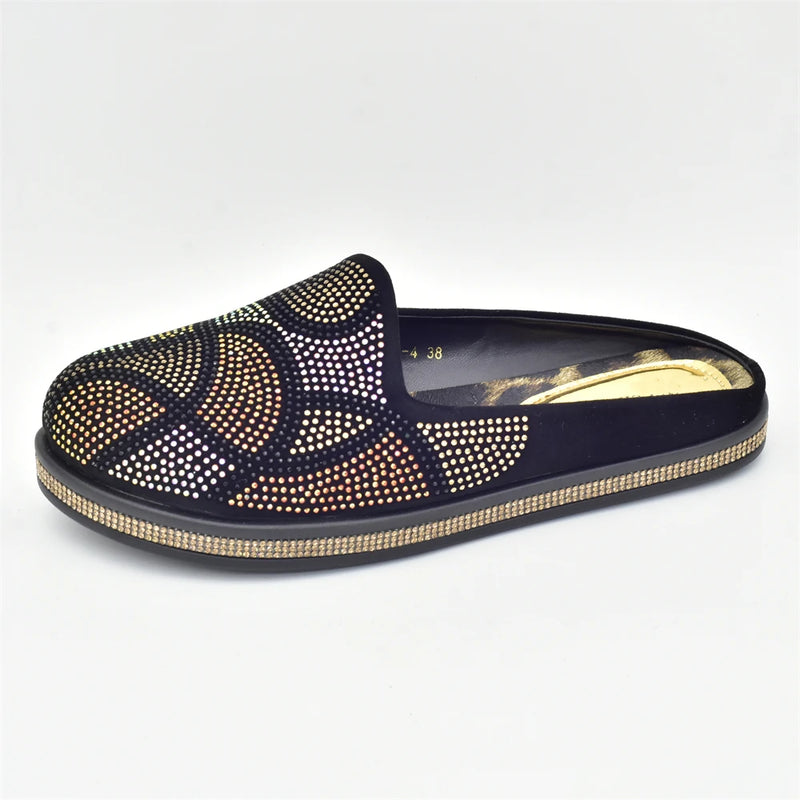 Women Mules Half Closed Slippers for Lady Female Shoe Sparkly Woman Shoe