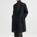 Men Coat Coffee Woolen Double Thick Long Windbreaker Men Overcoat