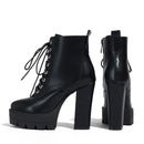 Women's Short Boots Platform Ladies Lace-Up Motorcycle Booties With Zip Plus Size Party Shoes