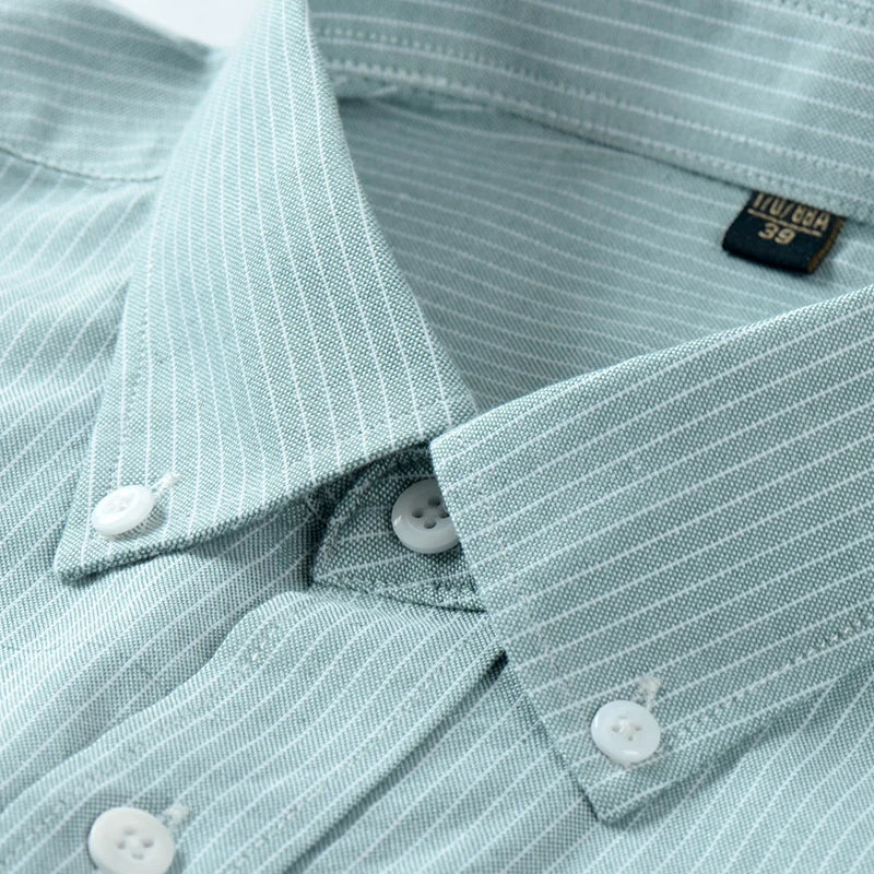 Striped Men Casual Shirts Pure Cotton Full Sleeve Button Collar Soft Male Business Shirt Autumn Spring