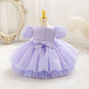 New beauty pageant dress for baby toddler girl puff sleeve birthday dress kids 0-4 years