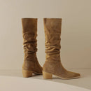 Women Knee-High Boots Motorcycle Pointed Toe Office Lady High Boots Autumn Winter