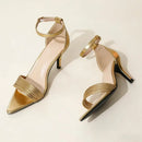 Luxury Woman Sandals Pumps Dress Shoe Female Concise Hollow Ankle Strap Narrow Band Heels for Ladies