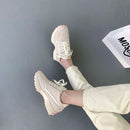 Women Sneakers Lace Up Mixed Colors Platform Chunky Sneakers Ladies Casual Shoes Female